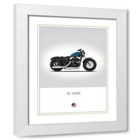 Harley Davidson XL 1200X Forty White Modern Wood Framed Art Print with Double Matting by Rogan, Mark