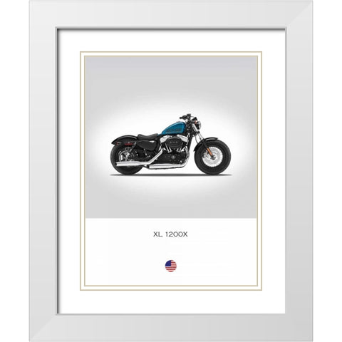 Harley Davidson XL 1200X Forty White Modern Wood Framed Art Print with Double Matting by Rogan, Mark