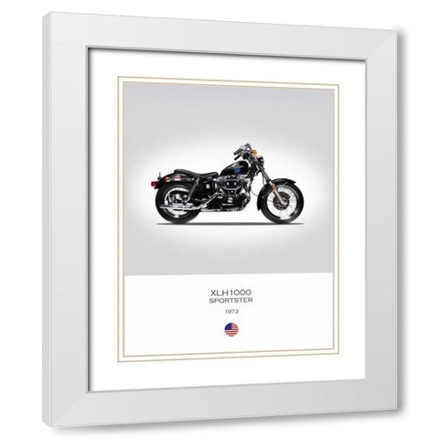 Harley Davidson XLH1000 Sports White Modern Wood Framed Art Print with Double Matting by Rogan, Mark