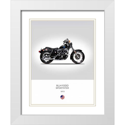 Harley Davidson XLH1000 Sports White Modern Wood Framed Art Print with Double Matting by Rogan, Mark