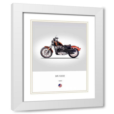 Harley Davidson XR 1000 1984 White Modern Wood Framed Art Print with Double Matting by Rogan, Mark