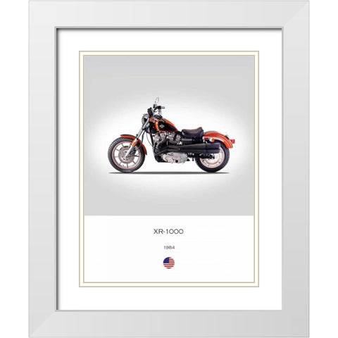 Harley Davidson XR 1000 1984 White Modern Wood Framed Art Print with Double Matting by Rogan, Mark