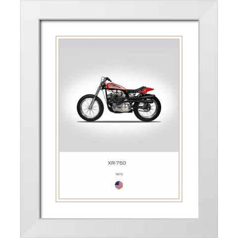 Harley Davidson XR 750 1972 White Modern Wood Framed Art Print with Double Matting by Rogan, Mark