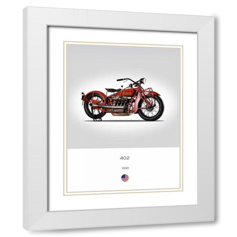 Indian 402 1930 White Modern Wood Framed Art Print with Double Matting by Rogan, Mark