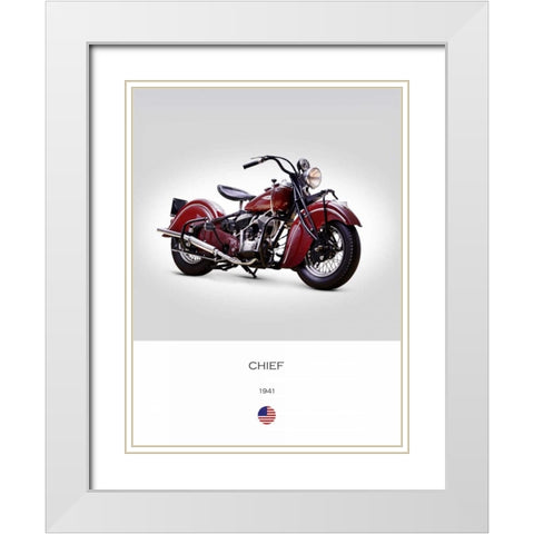 Indian Chief 1941 White Modern Wood Framed Art Print with Double Matting by Rogan, Mark