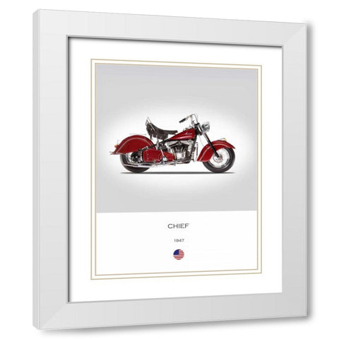 Indian Chief 1947 White Modern Wood Framed Art Print with Double Matting by Rogan, Mark