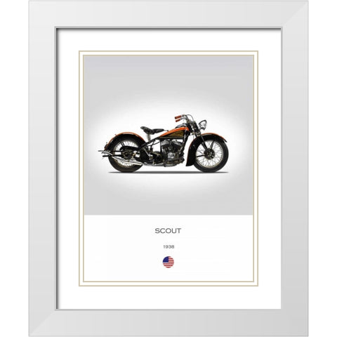 Indian Scout 1938 White Modern Wood Framed Art Print with Double Matting by Rogan, Mark