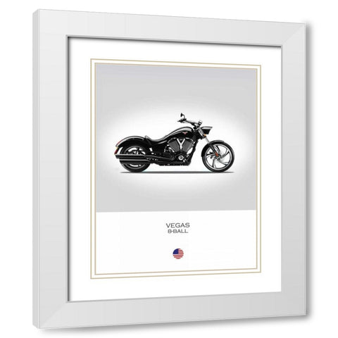 Victory Vegas 8 Ball White Modern Wood Framed Art Print with Double Matting by Rogan, Mark