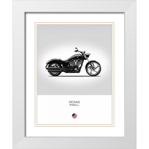 Victory Vegas 8 Ball White Modern Wood Framed Art Print with Double Matting by Rogan, Mark