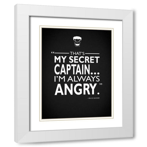 Hulk Alwas Angry White Modern Wood Framed Art Print with Double Matting by Rogan, Mark