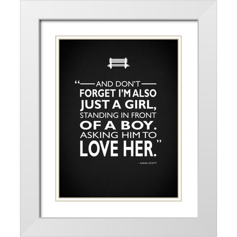 Notting Hill - Just A Girl White Modern Wood Framed Art Print with Double Matting by Rogan, Mark
