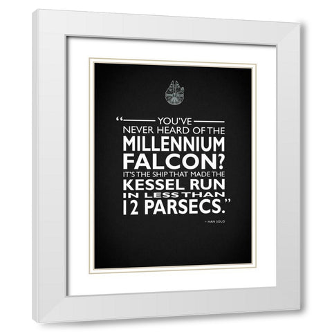 Star Wars - Millenium Falcon White Modern Wood Framed Art Print with Double Matting by Rogan, Mark