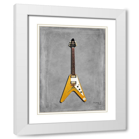 Gibson FlyingV 58 White Modern Wood Framed Art Print with Double Matting by Rogan, Mark