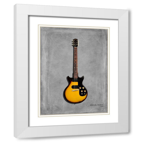 Gibson Melody Maker 62 White Modern Wood Framed Art Print with Double Matting by Rogan, Mark