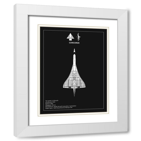 BAE Concorde Black  White Modern Wood Framed Art Print with Double Matting by Rogan, Mark