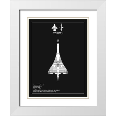 BAE Concorde Black  White Modern Wood Framed Art Print with Double Matting by Rogan, Mark