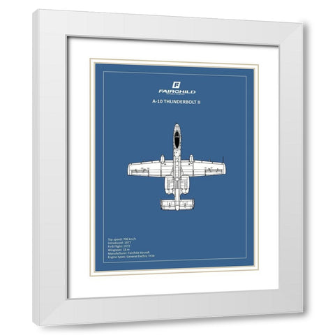 BP A-10 Thunderbolt 2  White Modern Wood Framed Art Print with Double Matting by Rogan, Mark