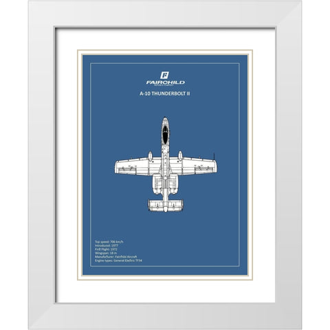 BP A-10 Thunderbolt 2  White Modern Wood Framed Art Print with Double Matting by Rogan, Mark