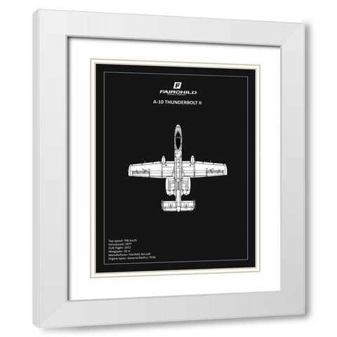 BP A-10 Thunderbolt 2 Black  White Modern Wood Framed Art Print with Double Matting by Rogan, Mark