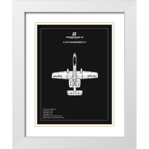 BP A-10 Thunderbolt 2 Black  White Modern Wood Framed Art Print with Double Matting by Rogan, Mark