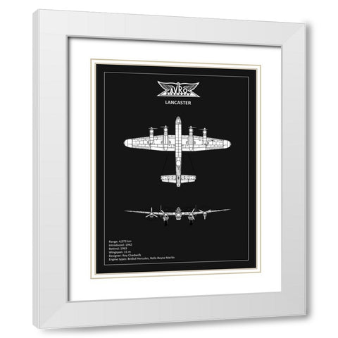 BP Avro Lancaster Black  White Modern Wood Framed Art Print with Double Matting by Rogan, Mark