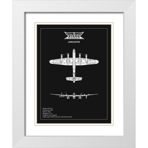 BP Avro Lancaster Black  White Modern Wood Framed Art Print with Double Matting by Rogan, Mark