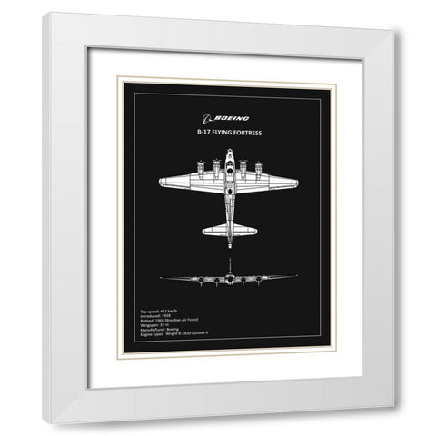 BP B17 FlyingFortress Black  White Modern Wood Framed Art Print with Double Matting by Rogan, Mark