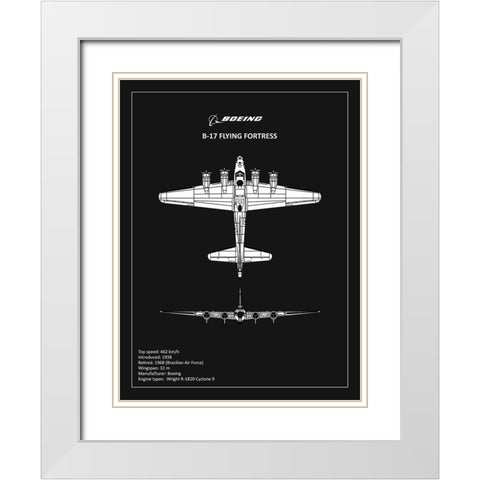 BP B17 FlyingFortress Black  White Modern Wood Framed Art Print with Double Matting by Rogan, Mark