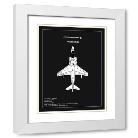 BP BAE HarrierGR5 Black  White Modern Wood Framed Art Print with Double Matting by Rogan, Mark