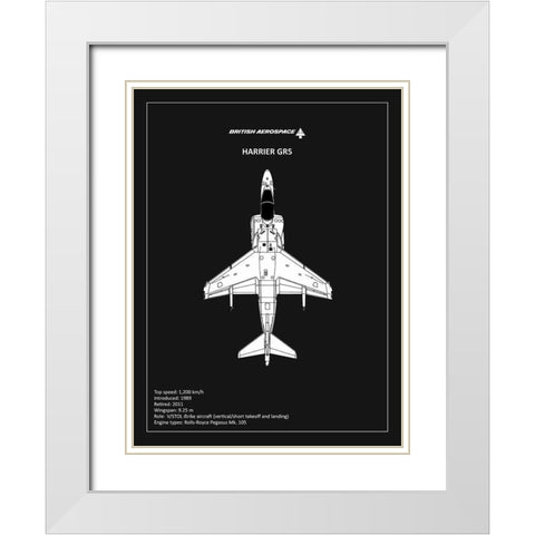 BP BAE HarrierGR5 Black  White Modern Wood Framed Art Print with Double Matting by Rogan, Mark