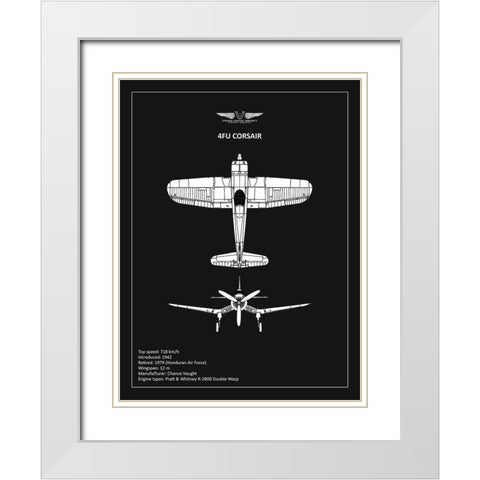 BP CV F4U-Corsair Black  White Modern Wood Framed Art Print with Double Matting by Rogan, Mark