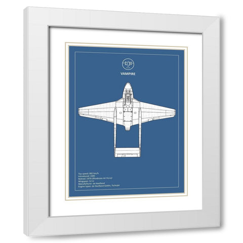 BP de-Havilland Vampire  White Modern Wood Framed Art Print with Double Matting by Rogan, Mark