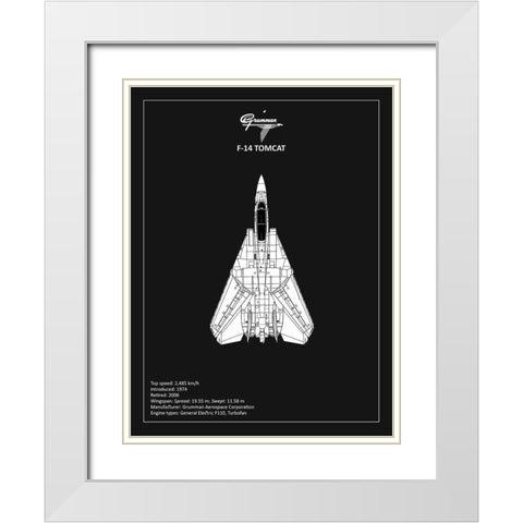 BP F-14-Tomcat Black  White Modern Wood Framed Art Print with Double Matting by Rogan, Mark