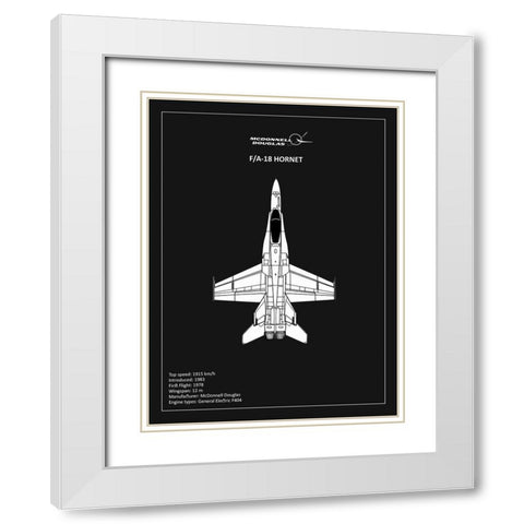 BP FA18 Hornet Black  White Modern Wood Framed Art Print with Double Matting by Rogan, Mark