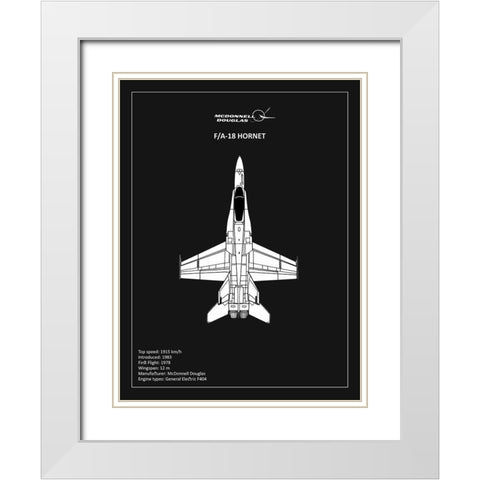 BP FA18 Hornet Black  White Modern Wood Framed Art Print with Double Matting by Rogan, Mark