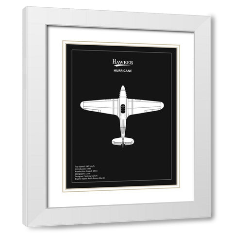 BP Hawker Hurricane Black  White Modern Wood Framed Art Print with Double Matting by Rogan, Mark
