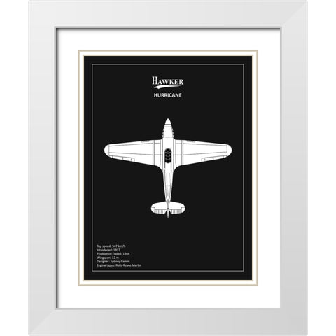 BP Hawker Hurricane Black  White Modern Wood Framed Art Print with Double Matting by Rogan, Mark
