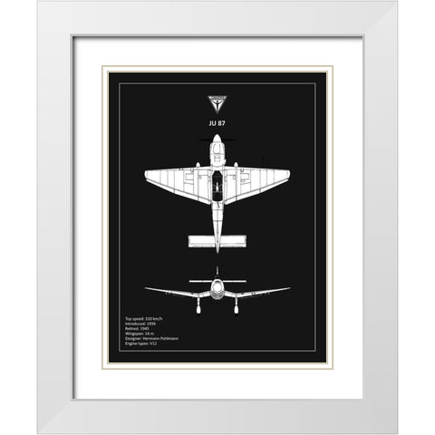 BP Junkers JU87 Black White Modern Wood Framed Art Print with Double Matting by Rogan, Mark