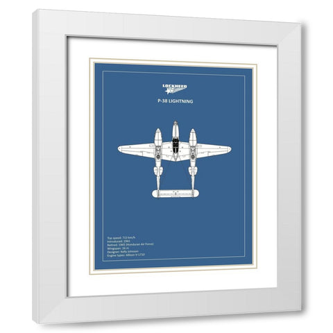 BP Lockheed P38 Lightning  White Modern Wood Framed Art Print with Double Matting by Rogan, Mark