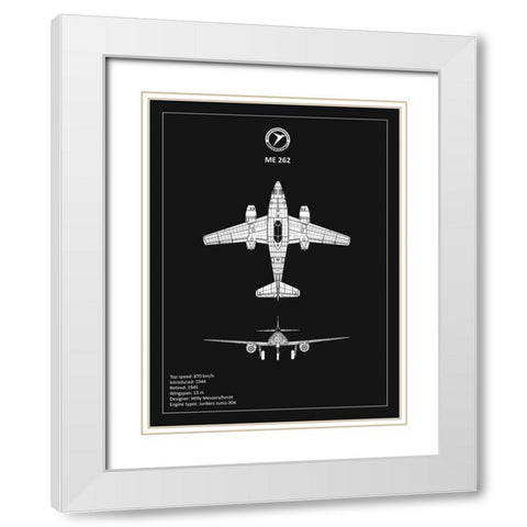 BP Messerschmitt ME262 Black  White Modern Wood Framed Art Print with Double Matting by Rogan, Mark