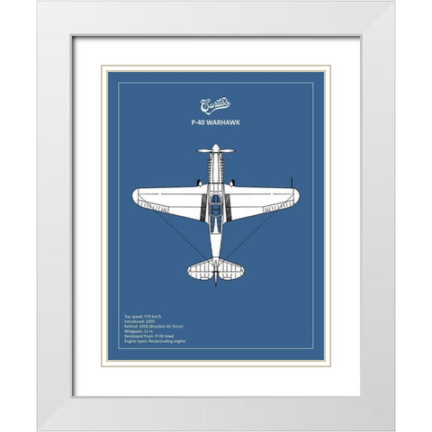 BP P-40 Warhawk  White Modern Wood Framed Art Print with Double Matting by Rogan, Mark