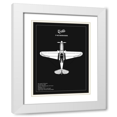BP P-40 Warhawk Black  White Modern Wood Framed Art Print with Double Matting by Rogan, Mark