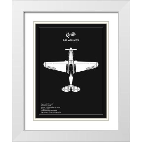 BP P-40 Warhawk Black  White Modern Wood Framed Art Print with Double Matting by Rogan, Mark