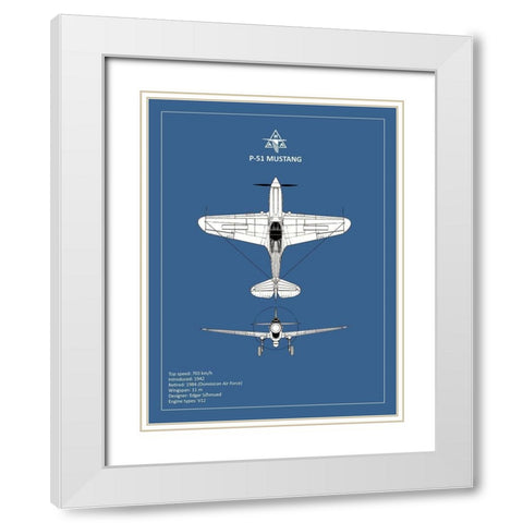 BP P-51 Mustang  White Modern Wood Framed Art Print with Double Matting by Rogan, Mark