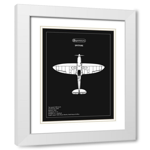 BP Supermarine Spitfire Black  White Modern Wood Framed Art Print with Double Matting by Rogan, Mark