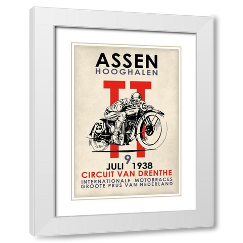 Assen TT Motorcycle Races 1938 White Modern Wood Framed Art Print with Double Matting by Rogan, Mark