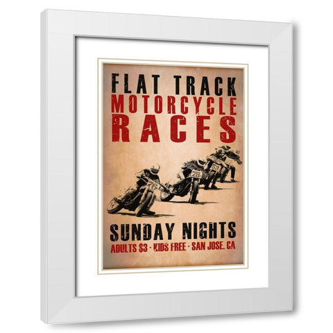 Flat Track Racers White Modern Wood Framed Art Print with Double Matting by Rogan, Mark