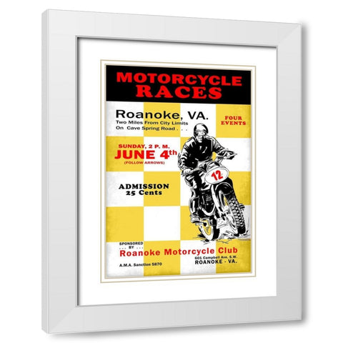 Motorcycle Hill Climb White Modern Wood Framed Art Print with Double Matting by Rogan, Mark
