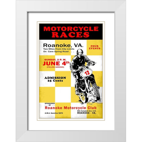 Motorcycle Hill Climb White Modern Wood Framed Art Print with Double Matting by Rogan, Mark