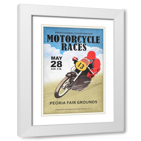 Motor-Cycle Races Roanoke White Modern Wood Framed Art Print with Double Matting by Rogan, Mark